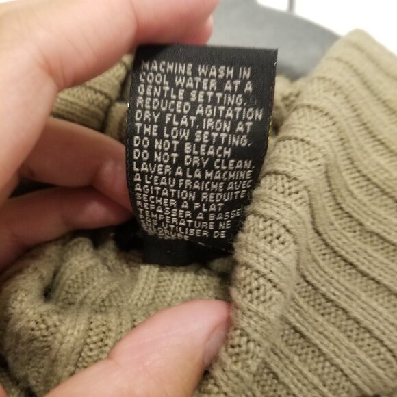 Vintage Tan Thick Knit Turtle Neck Sweater Large Muskoka Lake Heavy knit Unisex - Picture 7 of 9